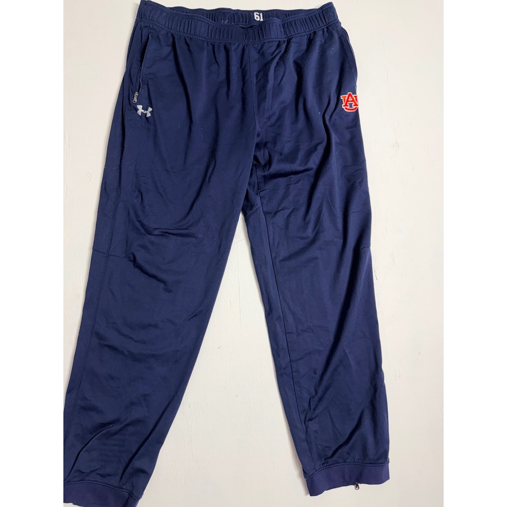Under Armour Auburn Tigers Navy Blue Orange Sideline Track Pants Mens 2XL Jogger